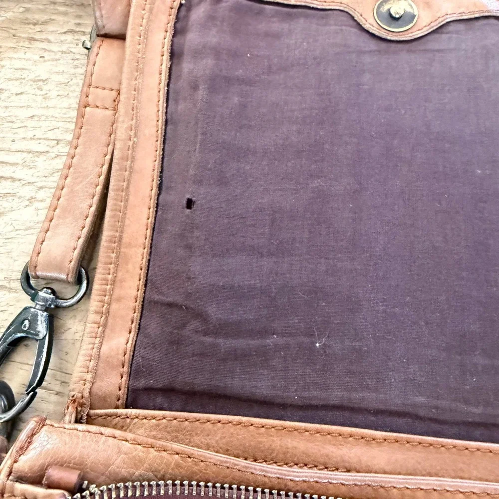 Trades of‎ Hope Cognac Brown Woven Leather Crossbody Messenger Bag Boho
